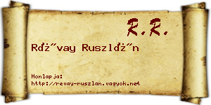 Révay Ruszlán névjegykártya